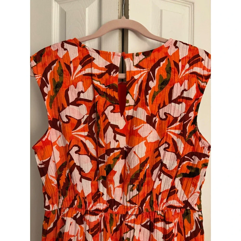 Nine West Tropical Print Sleeveless Maxi Dress Tiered Ruffle Size Medium - Picture 8 of 9